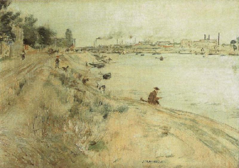 Jean-francois raffaelli Fisherman on the Bank of The Seine